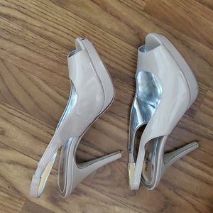Nude slingback heels